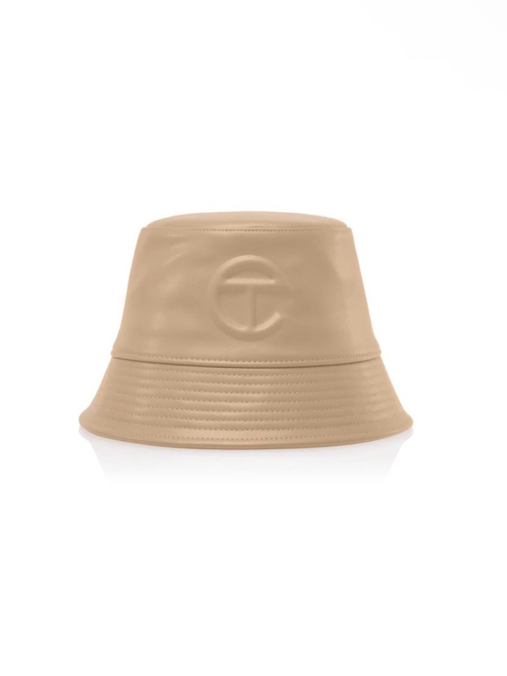 Telfar Tan Leather Bucket Hat with Embossed Logo